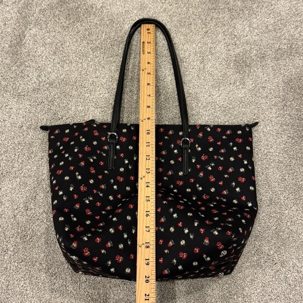 Lauren Ralph Lauren Black Floral Nylon Medium Keaton Tote EUC - Picture 10 of 12